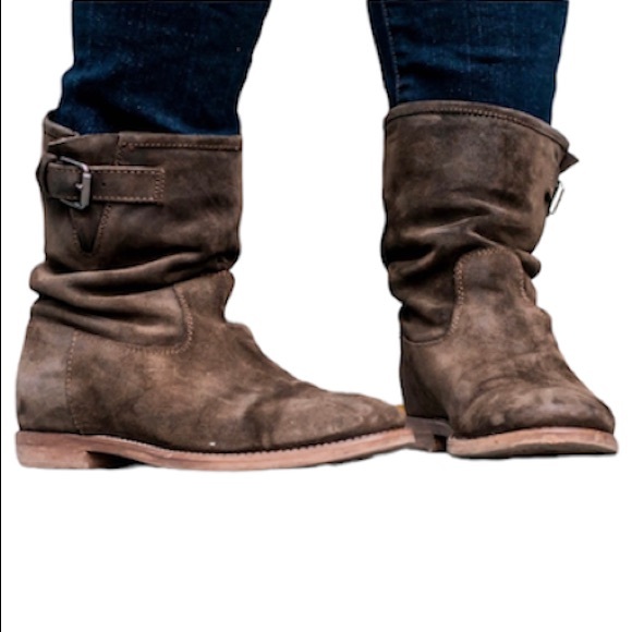 JCrew Langston Interior Wedge Ankle Boots Suede Green Slouch Shaft Boots Size 9 - Picture 1 of 16